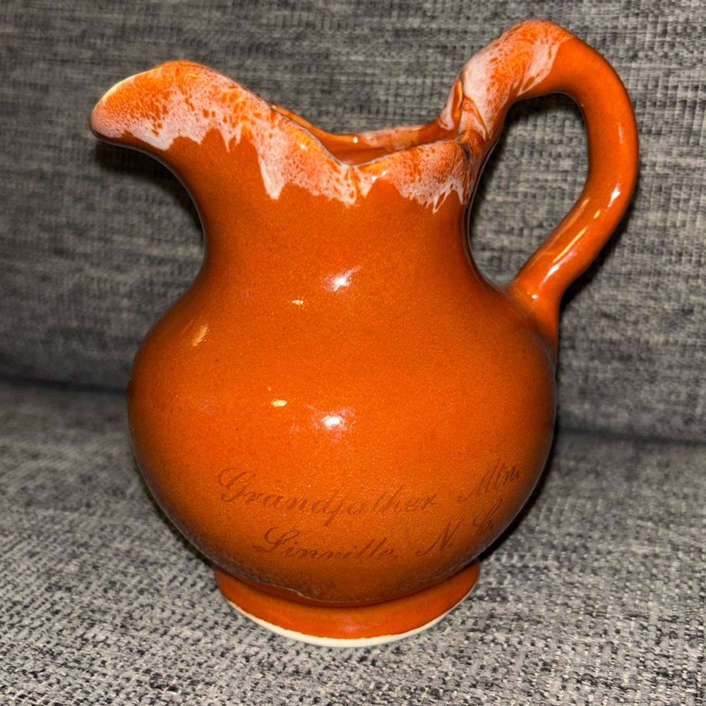 P. C. A. PADEN CITY ARTWARE GLAZED BURNT ORANGE SMALL PITCHER VINTAGE